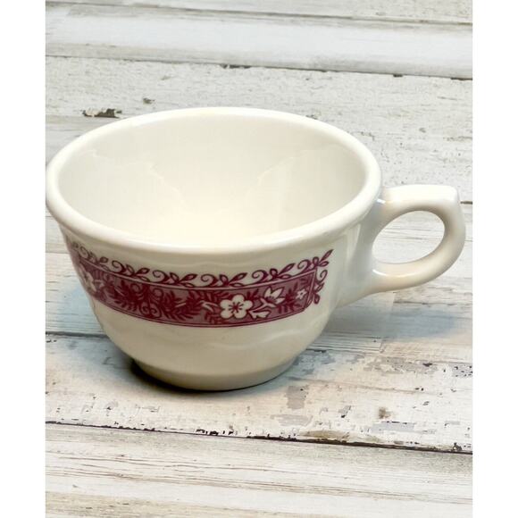 Lot of 4 Vintage Syracuse China Restaurant Ware Red Floral Pattern Coffee Cups - Picture 6 of 6